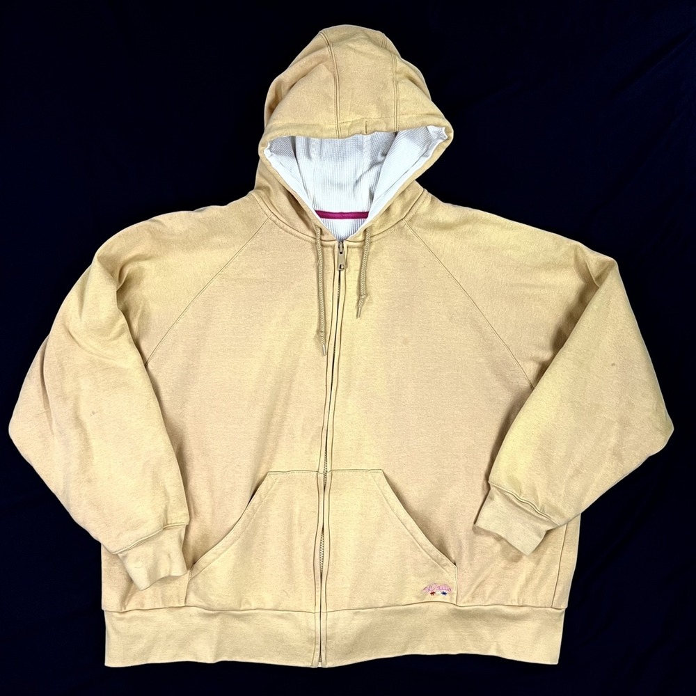 GUC Walls Waffle Lined Mens Size 3XL Regular Yellow Zip Hoodie Thermal Workwear